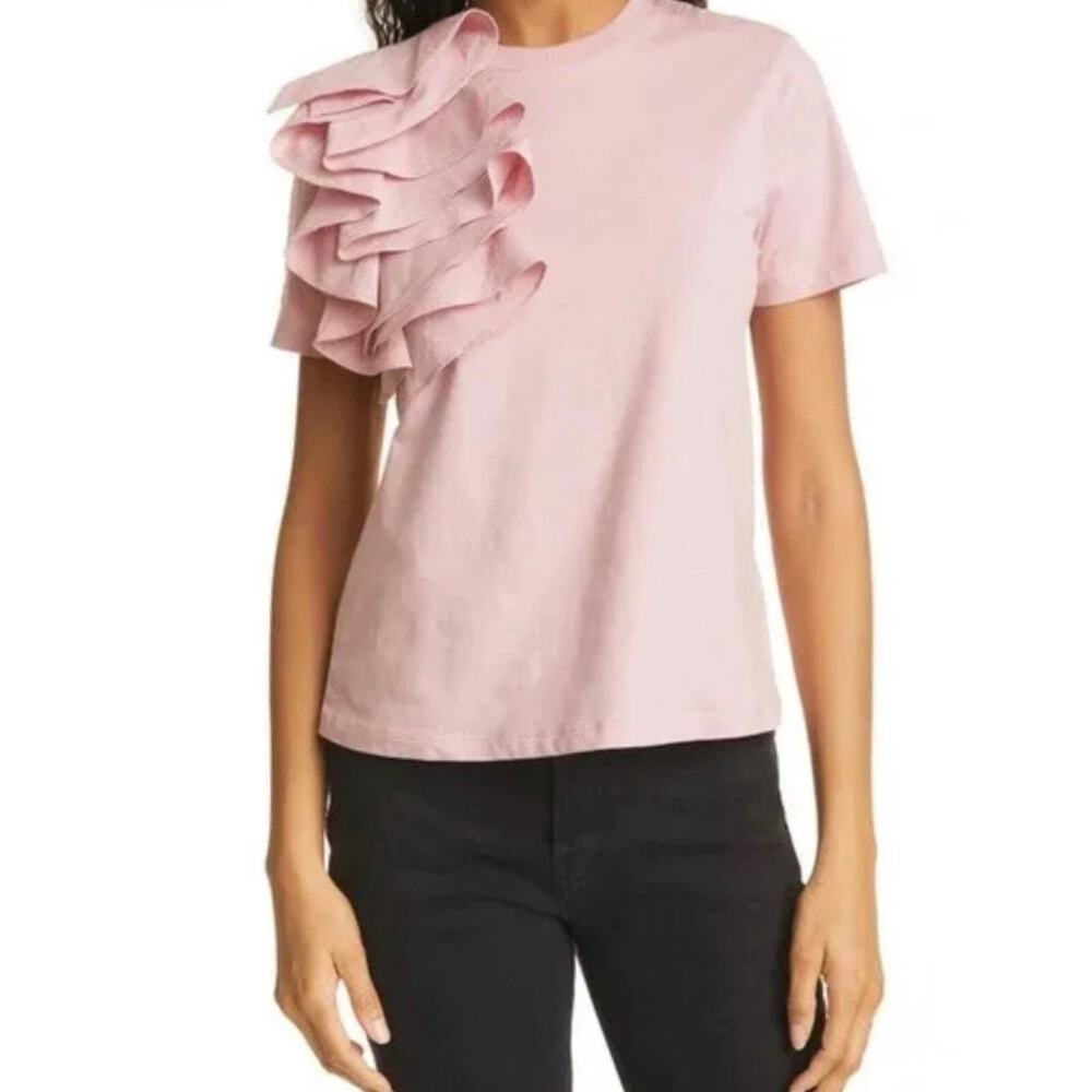 Ted Baker London pink Muave sz 1 dressy top w floral decorative design in front - Picture 1 of 10